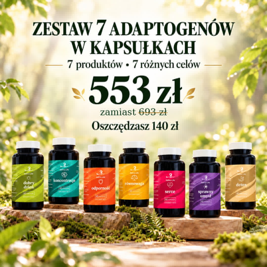 Adaptogeny grzyby w kapsułkach Sativa Life – kompletny zestaw 7 suplementów